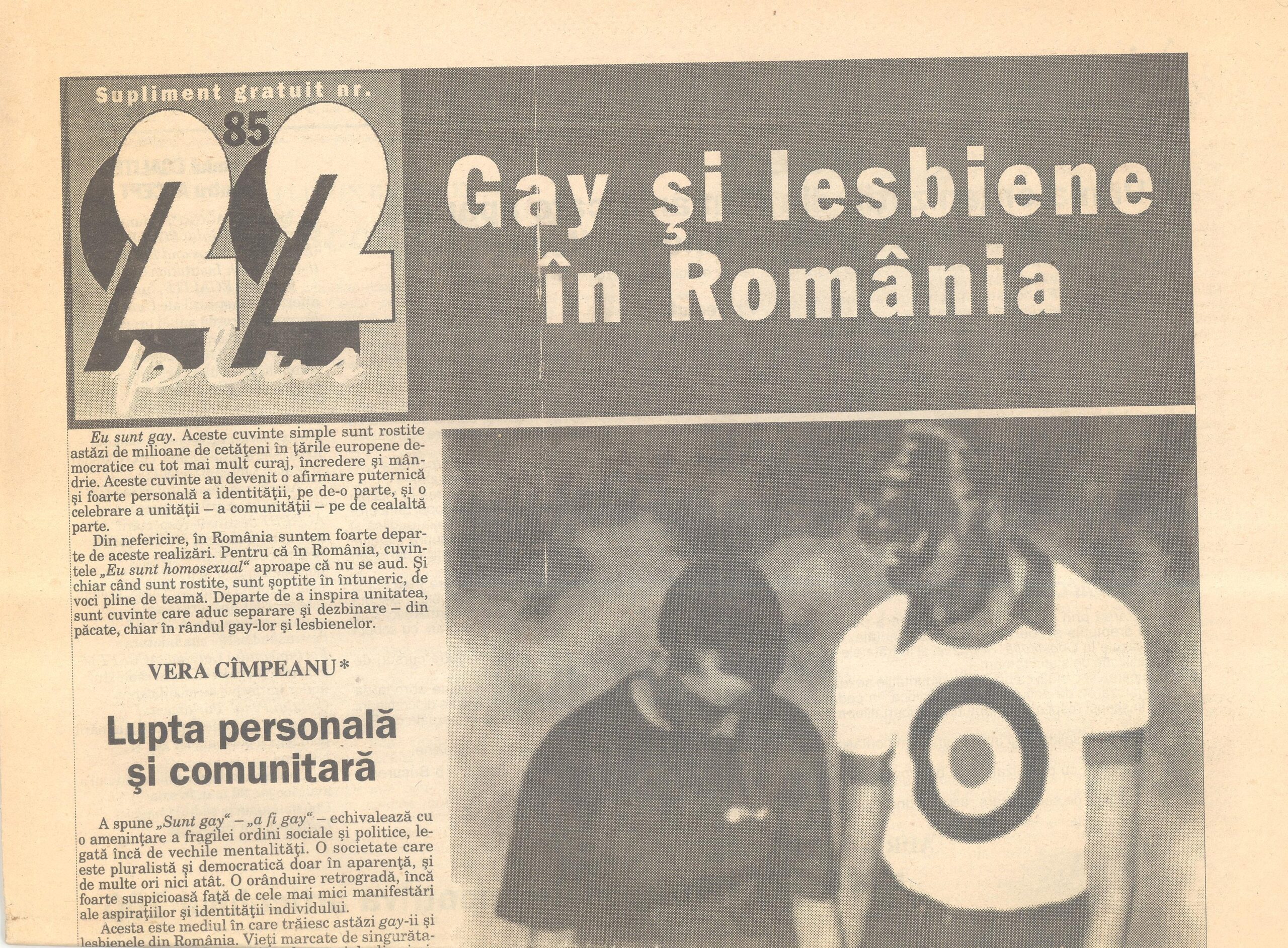 Supliment 22 Plus – Gay și lesbiene în România – 8 iunie 1999